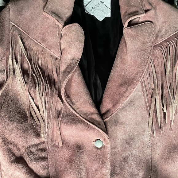 Rose/Pink suede western fringe jacket | Understated for Free People - Picture 5 of 11